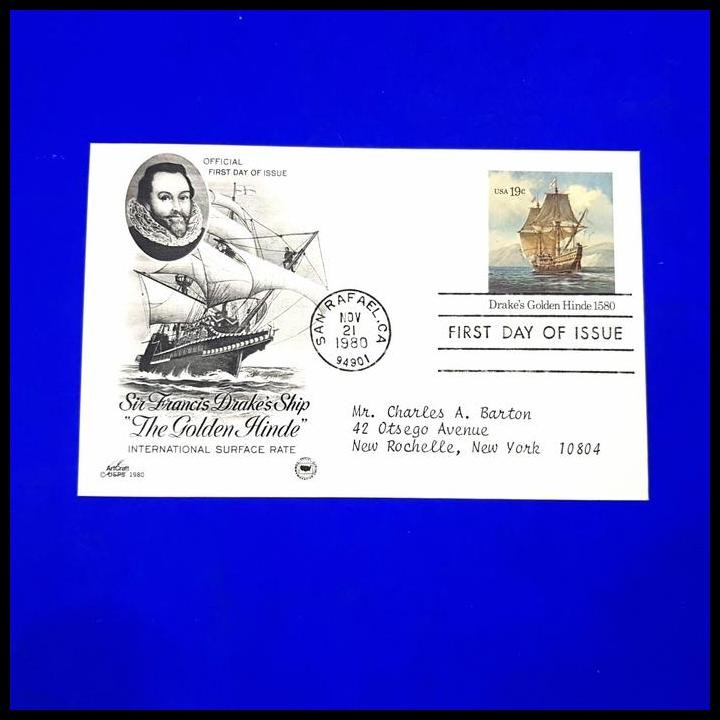 

HOT DEAL PRANGKO AMERIKA. POSTCARD DRAKE'S GOLDEN HINDE 1580 !!!