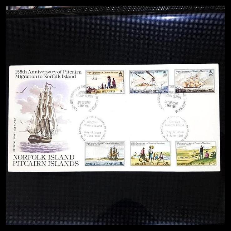 

BEST DEAL PRANGKO LUAR NEGERI. FDC 125TH ANNIV. OF THE MIGRATION NORFOLK ISLAND !!!!!!