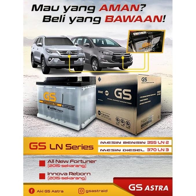 Aki Mobil Innova Reborn Bensin Gs Mf Oem 355Ln2 / Ln2 | 12V - 60Ah