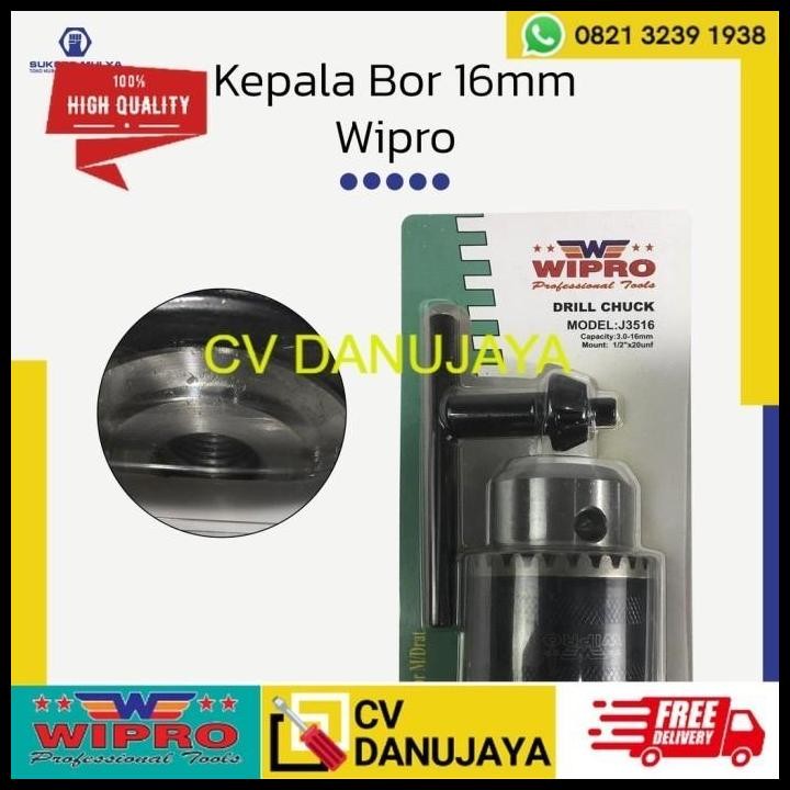 TERBARU WIPRO KBD-16 KEPALA BOR 16MM DRAT DRIL CHUCK BOR DRAT 3-16 MM 
