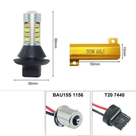 2Pcs Lampu Led Drl Sein Mobil T20 1156 42Smd Model Ganda