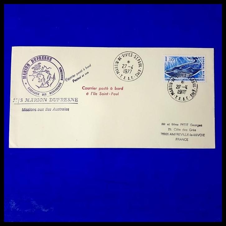 

GRATIS ONGKIR PRANGKO PRANCIS /FRANCE. PAUS BIRU/BLUE WHALE DI ATAS SAMPUL SURAT !