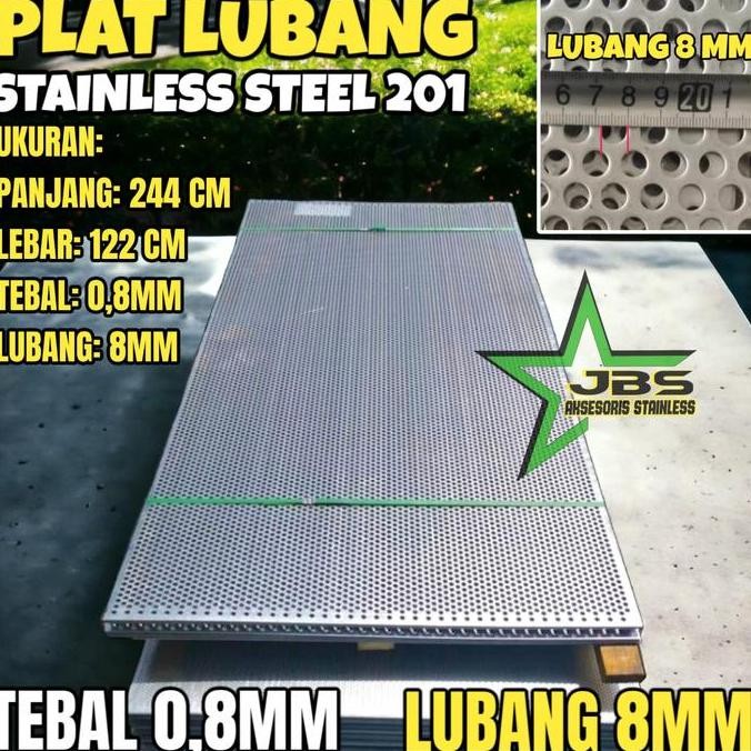 best seller] PLAT LUBANG 201 - 122CMX244CM - (0.8 MM) - LUBANG 8MM STAINLESS STEEL 201 - PLAT PERFOR