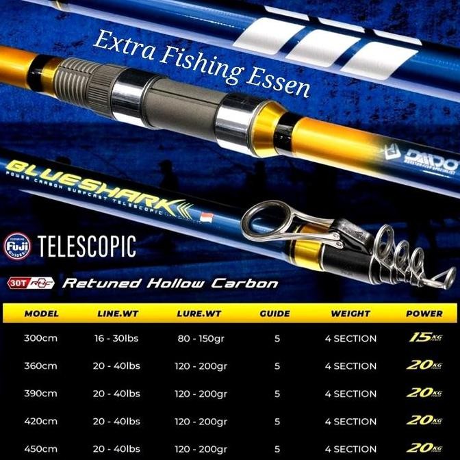 TERLARIS JORAN PASIRAN DAIDO BLUE SHARK Antena Teleskopik SURF Ring Fuji 360, 390, 420, 450  Pancing