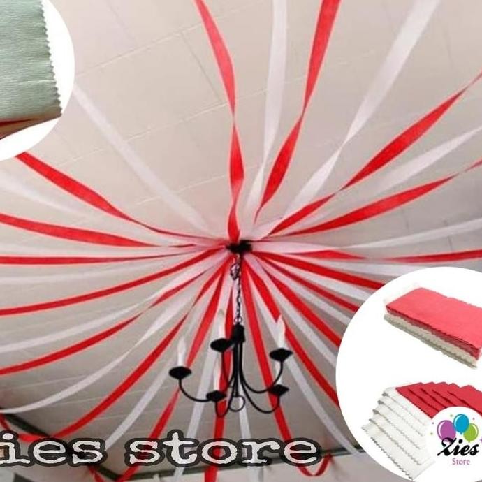 

Ready oke] Kertas krep / kertas krep potong merah putih/kertas krep DIRGAHAYU RI
