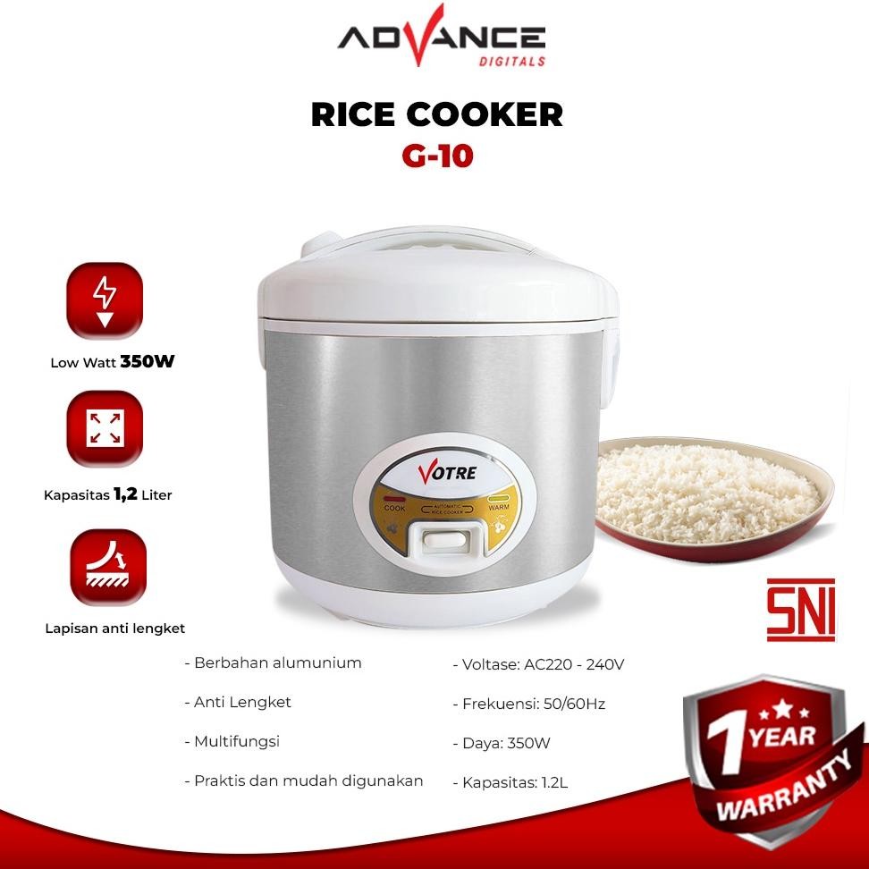 Advance G10 Rice Cooker / Magic Com 1.2 Liter 3 in 1 Bonus Gelas Ukur dan Sendok Nasi