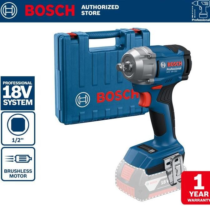 Bosch Brushless Impact Wrench / Kunci Impact Baterai 18Volt 560Nm Gds 18V-350 (Unit Only)