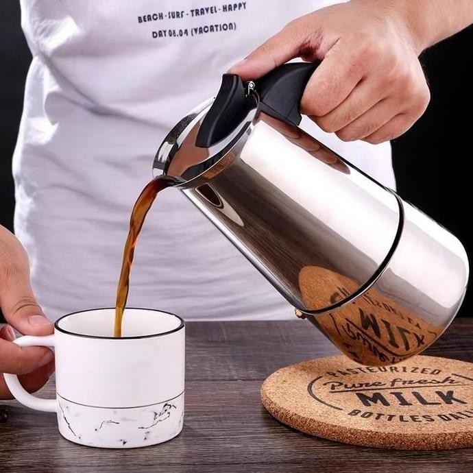 Terlaris Alat Pembuat Kopi Moka Pot Espresso Maker Coffee Maker Stovetop Stainless Steel Alat Seduh 