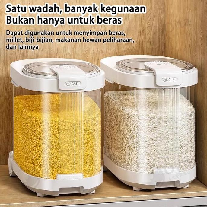Dispenser Beras Transparan 11KG Tempat Beras Tempat Penyimpanan Tepung / Biji-Bijian CS