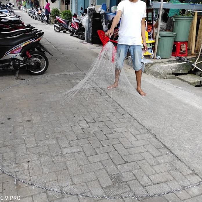 Jala Lempar 7 Feet Terbuka Full Tinggi 2 Meter Lubang Kecil Jala Udang Dan Ikan