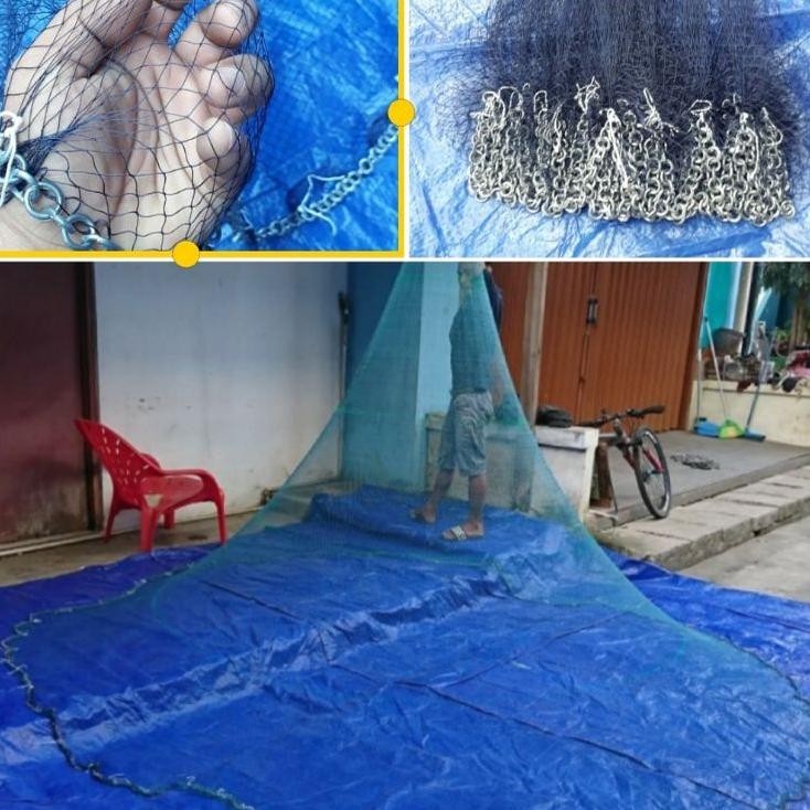 Jala Lempar Nilon 9Feet Tinggi 25M Untuk Ikan Dan Udang Siap Pakai