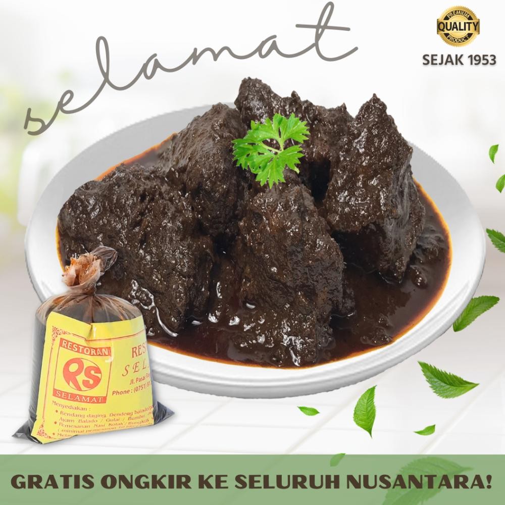 

Rendang Daging SELAMAT Padang 1 Kg Makanan Lauk Siap Saji Instan Non Frozen