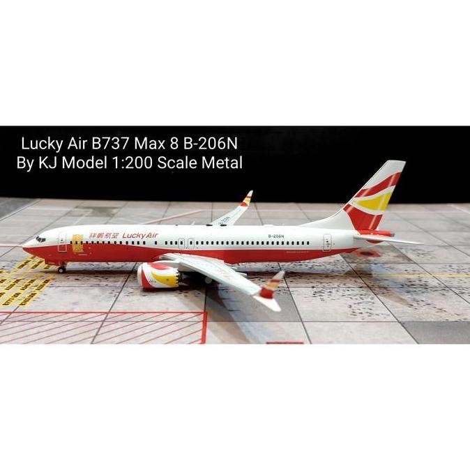 Lucky Air B737 Max 8 B-206N By Kj Model 1:200 Scale Metal
