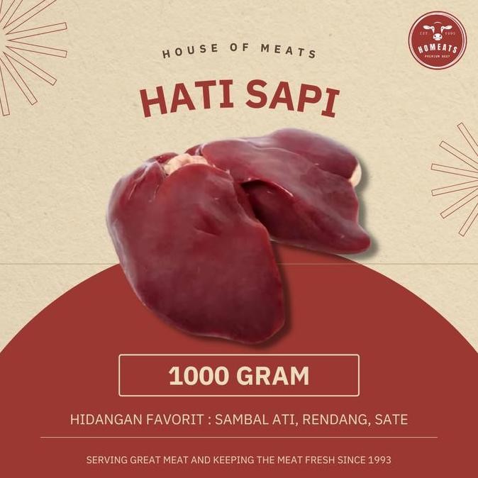 

Hati Sapi Lokal Segar (Fresh) 1000 Gram Murah