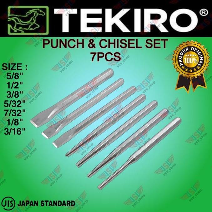 

ready !!! TEKIRO Punch and Chisel Set 7pcs Pahat Besi Penitik Pin Punch Cold Chisel