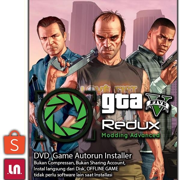 NEW Grand Theft Auto V ( GTA 5 ) REDUX - PC DVD Game [terbaik][terlaris]