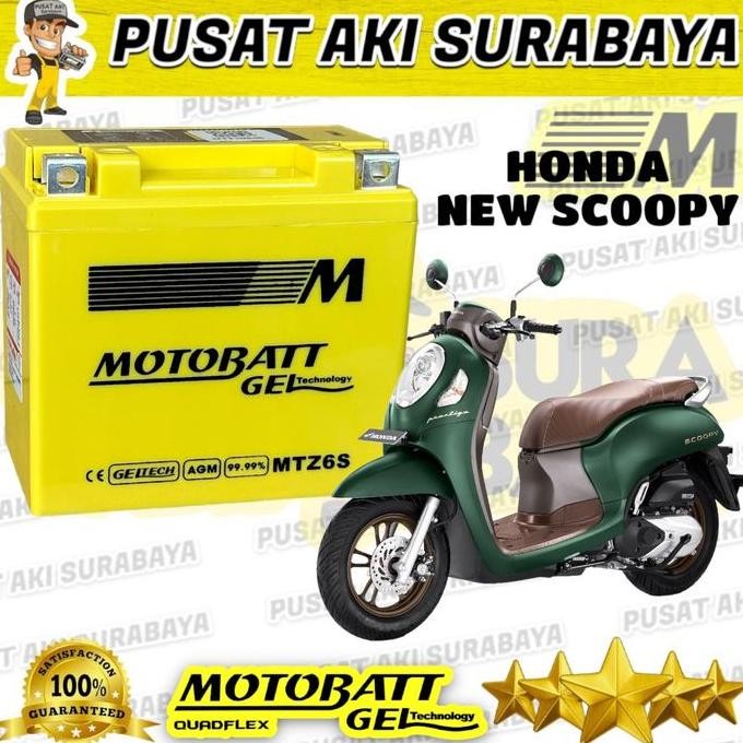 HONDA SCOOPY AKI MOTOR MOTOBATT MTZ6S ACCU MOTOBAT GEL SCOOPY FI NEW