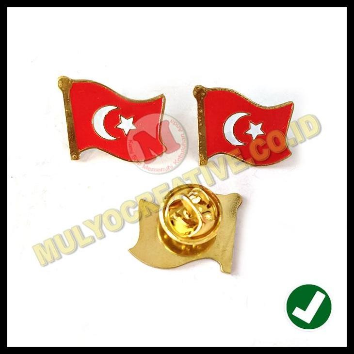 HOT DEAL PIN BENDERA NEGARA TURKI PIN BROS BENDERA TURKI FLAG PIN TURKI MURAH 