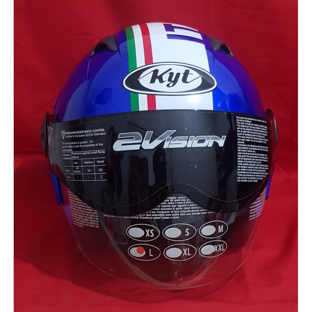 HELM KYT 2 VISION MOTIF FOOTBALL / HALF FACE / DOUBLE VISOR / ORIGINAL KYT