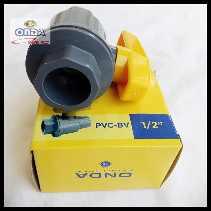 TERBARU BALL VALVE BAL BOL BRASS STOP KRAN KERAN PVC 1/2 INCH ONDA PVC-BV-1P2 