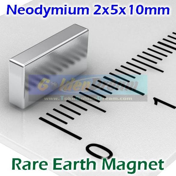 

~^~^~^] Strong Magnet Neodymium 2x5x10mm Balok N52 Kotak 2x5x10 10x5x2 mm Segi