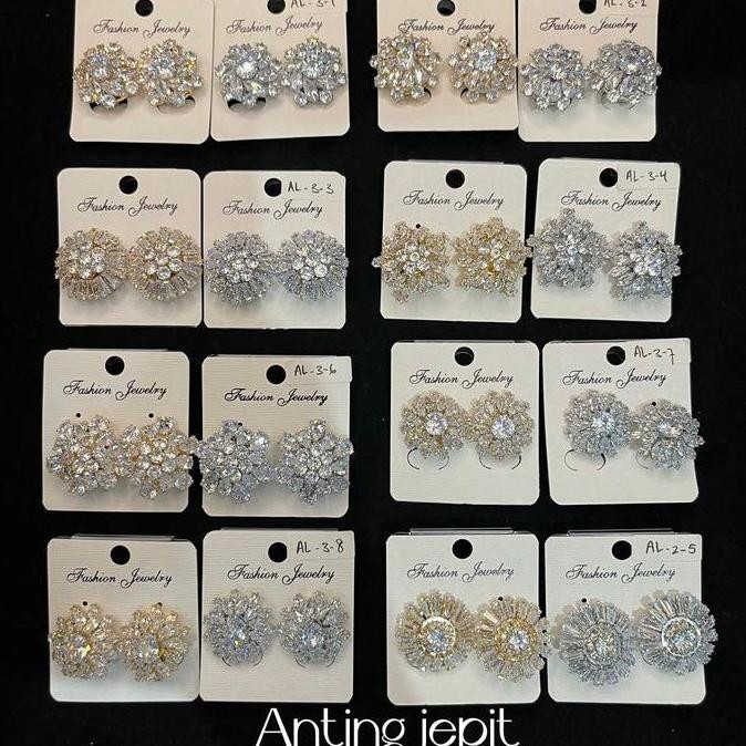 Anting Jepit Zircon Fashion Korea Tanpa Tindik / Anting Klip Hijab / Giwang Pengantin Elegan