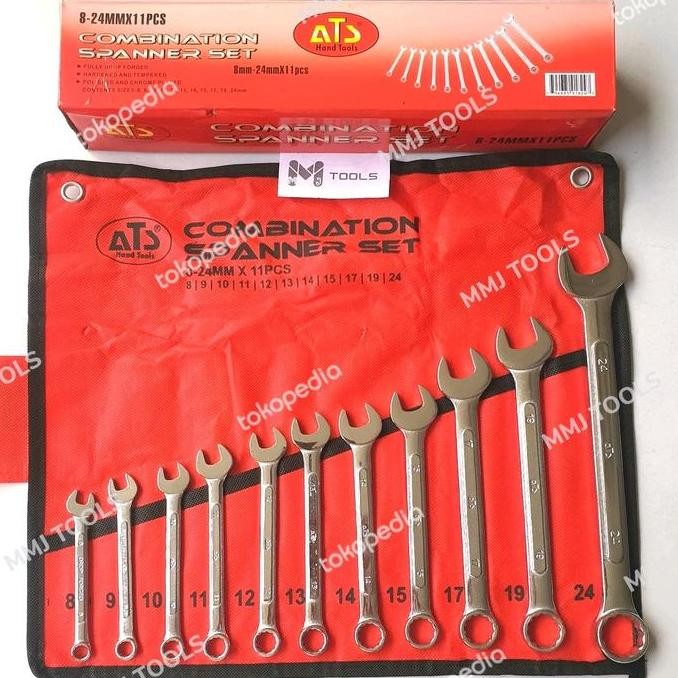 Kunci Ring Pas Set ATS 11pcs 8-24mm - ATS Kunci ring pas set tebal