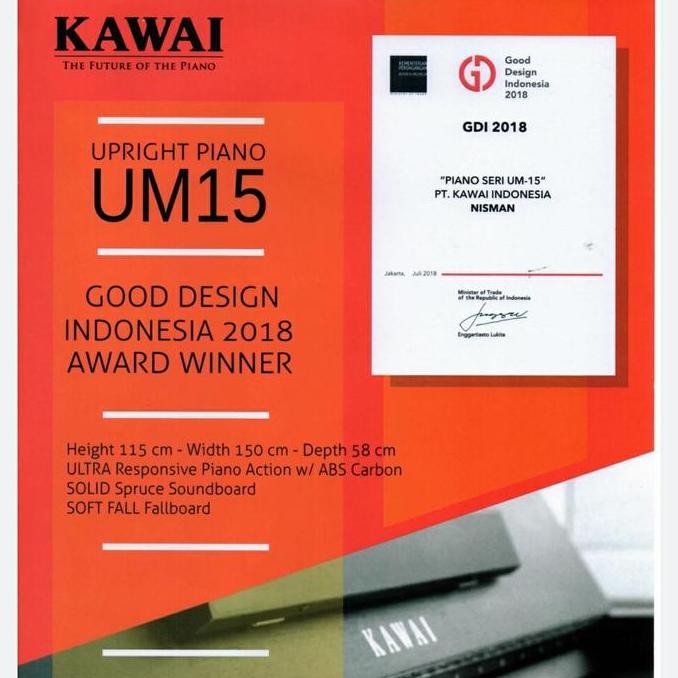 baru KAWAI UM15 Upright Piano Authorized Dealer Resmi Garansi Invoice - Ebony Polish