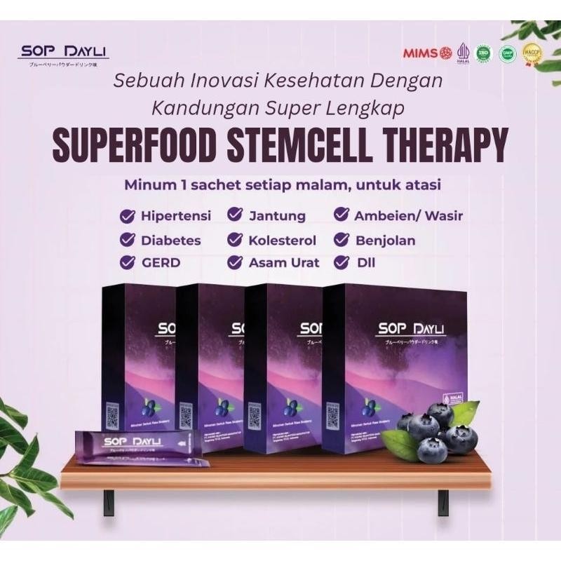 

FM SOP Dayli OFFICIAL | Original 15 sachet @ 15 gram (Minuman Kesehatan Regenerasi Sel)