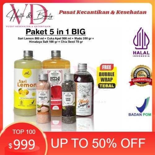 

FM Paket Diet Sehat Alami 5in1 | Paket Hemat Cuka Apel Sari Lemon Chia Seed Madu Hutan Garam Himalaya