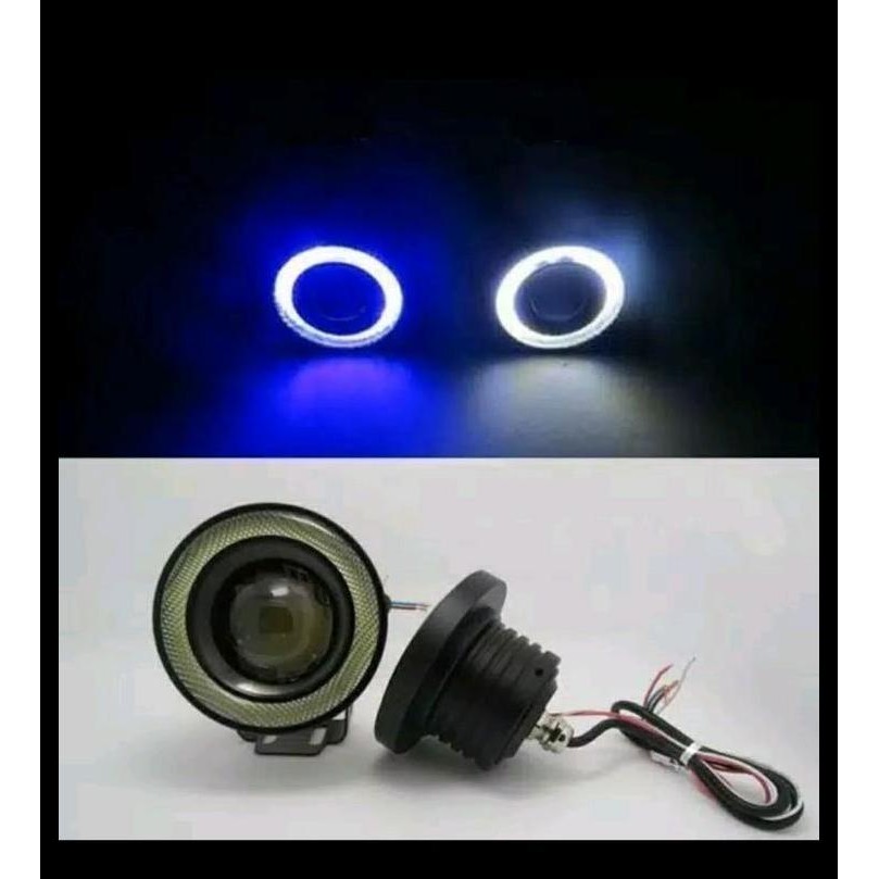 HOT DEAL ANGLE EYES FOGLAMP LED 89MM UNIVERSAL RING BIRU /PUTIH SUZUKI BALENO 