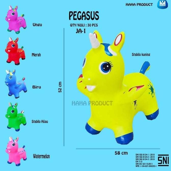 KUDA PONI PEGASUS KUDA-KUDAAN KARET - ANIMAL JUMPING SUARA DAN LAMPU MAS