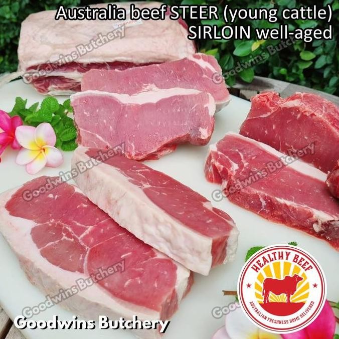 

Beef Sirloin Australia Steer (Young Cattle) Healthy Beef Aged-Frozen Steak Cuts Daging Sapi Has Luar Striploin New York Strip