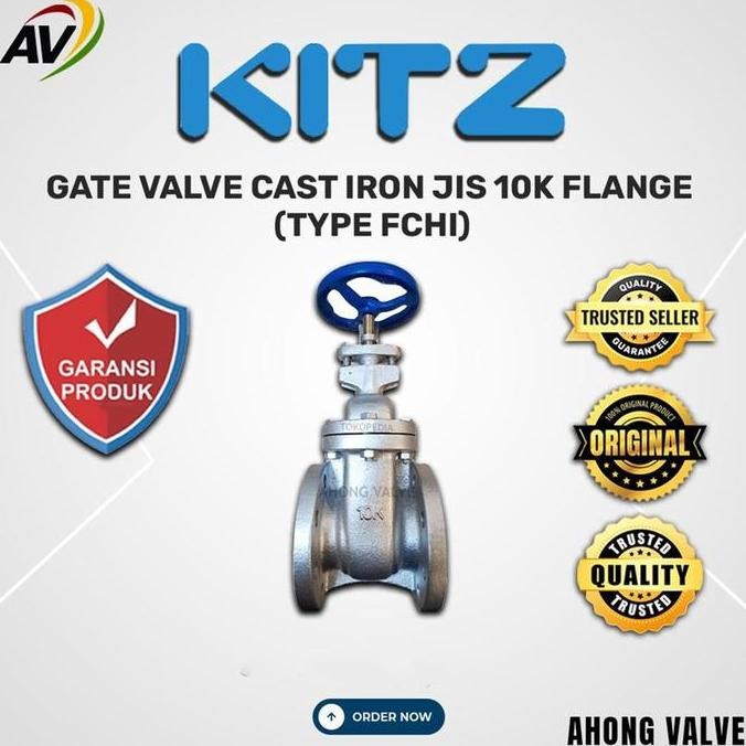Gate Valve Jis 10K Flange Kitz Besi Cast Iron Merk Kitz Original Type Fchi - Ukuran (1-1/2") (2") (2