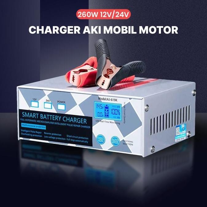 Charger Aki 12V - 24V 20A Smart Battery Charge 12 Volt - 24 Volt 20 Ampere