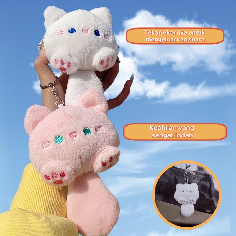 Liontin Ransel Yang Lucu/Gantungan Kunci Boneka Kucing Fluffy Bunyi Lucu/Gantungan Kunci Boneka /Gan