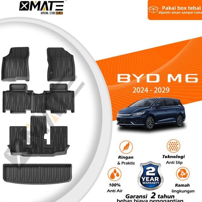 Karpet Mobil TPE Anti Slip BYD M6 2024-2029 - Waterproof Mudah Dibersihkan