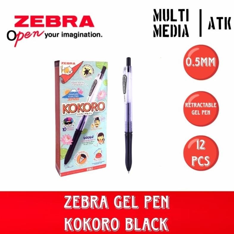 

PEN ZEBRA KOKORO GEL 0.5 BLACK / PULPEN ZEBRA KOKORO [12 PCS] DiM