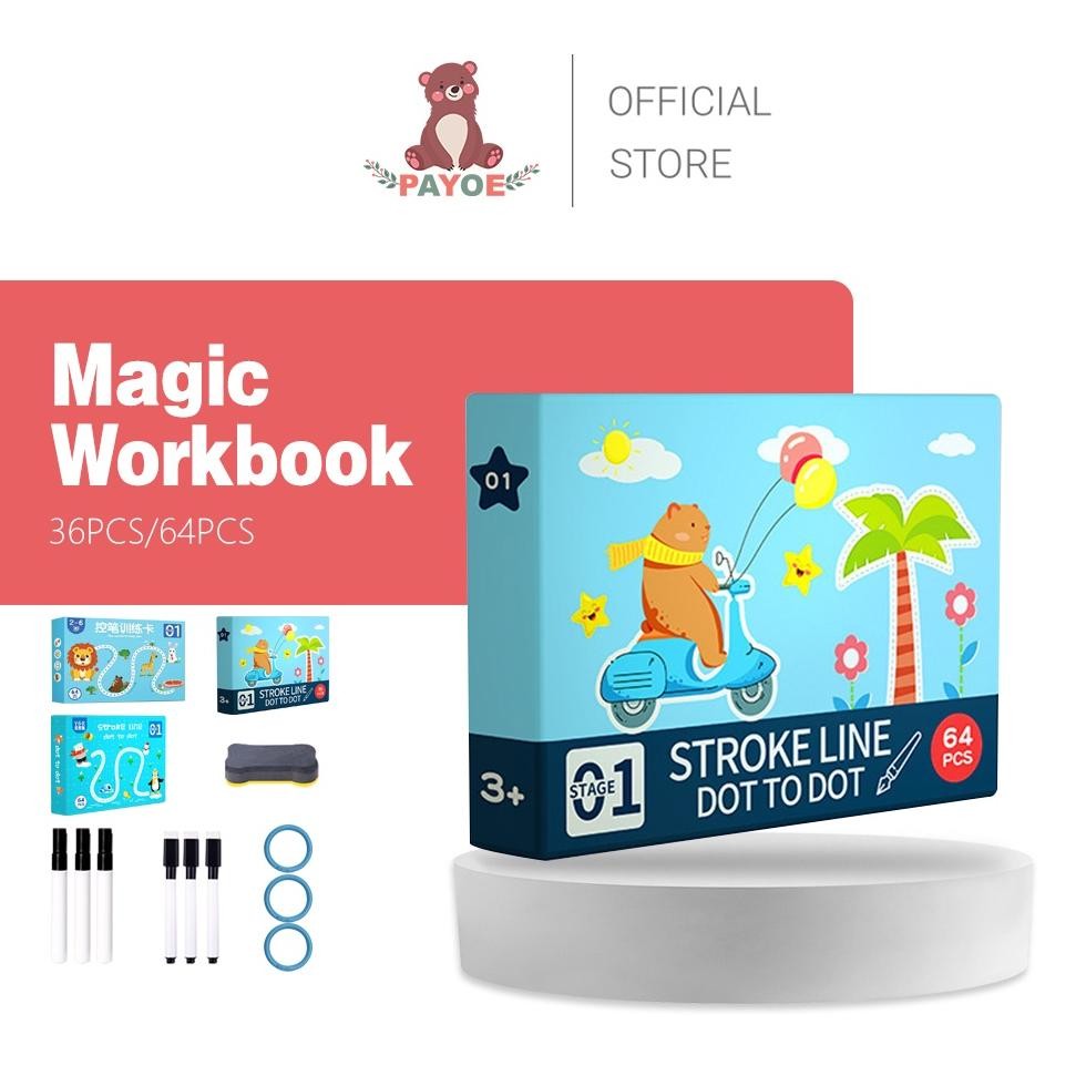 

PAYOE Magic Workbook Smart Writing Book Buku Edukasi Anak Belajar Tracing Wipe And Clean Book Activity DiM