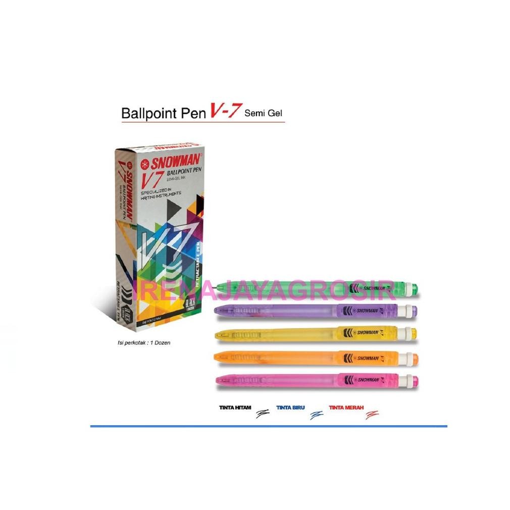 

SNOWMAN PULPEN BOLPEN V7 V 7 12 PCS HITAM BIRU DiM
