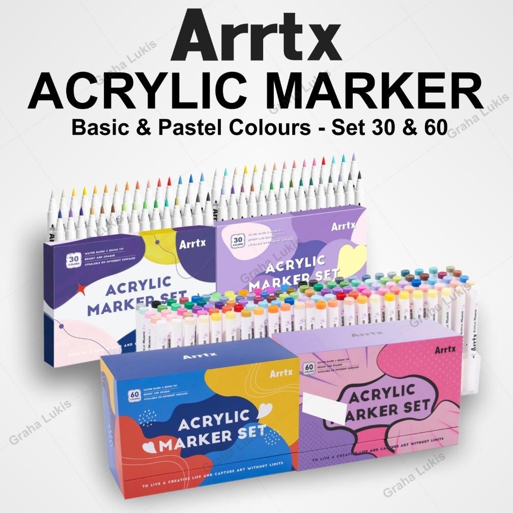 

ARRTX Acrylic Brush Marker Set 30 / Set 60 - Pastel / Basic AACM-05 DiM