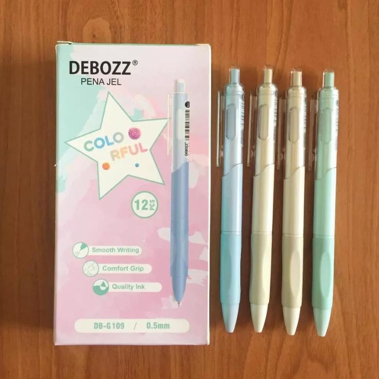 

[1 Lusin/ 12 Pcs] Pulpen Bolpen Gel Pen Cetek Colorful Debozz DB-G109 Hitam 0.5mm DiM