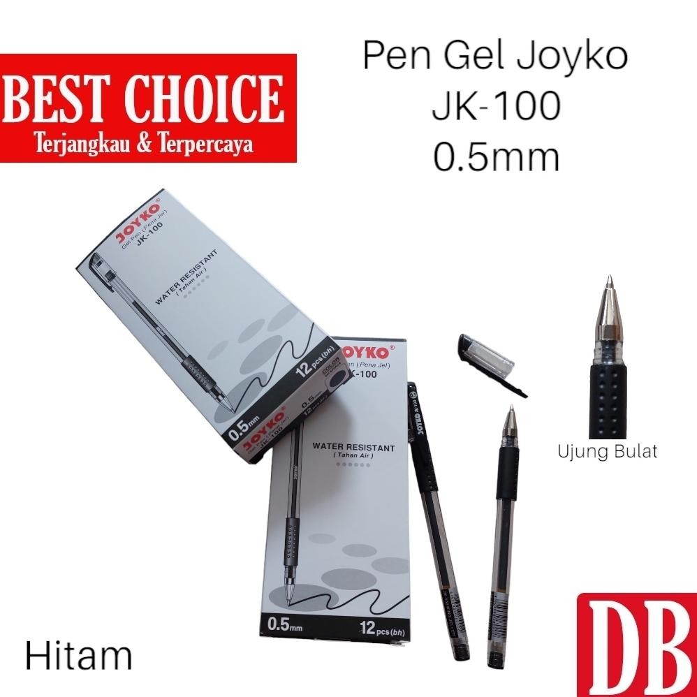 

Gel pen / Pulpen Joyko JK100 & JK100NT 0.5mm Hitam/Biru/Merah (12 pcs) DiM