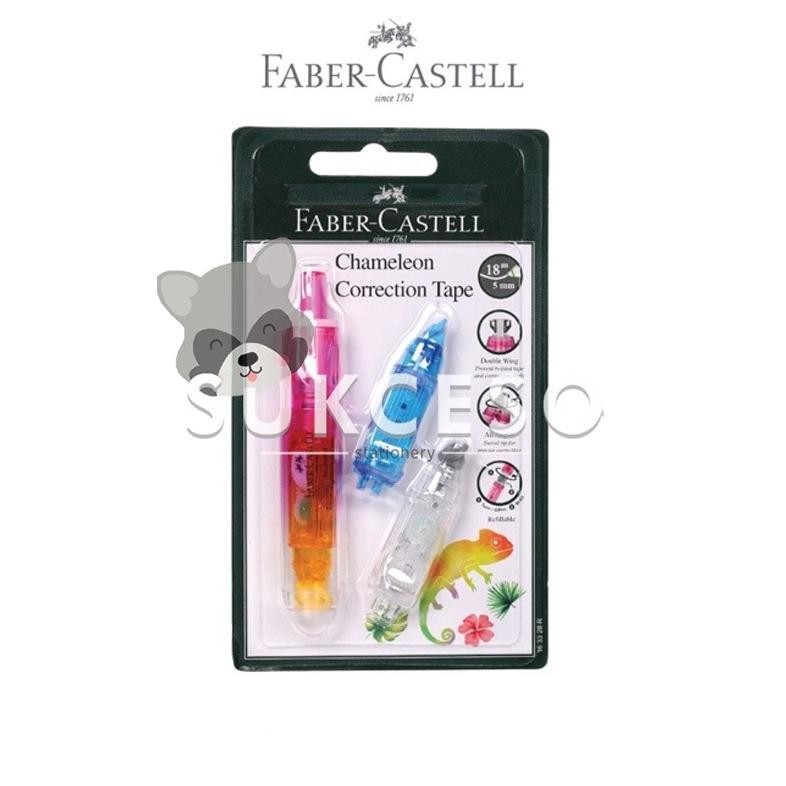 

Faber Castell Chameleon Correction Tape + 2 Refill Bar PINK / Tip Ex Pita Kertas DiM