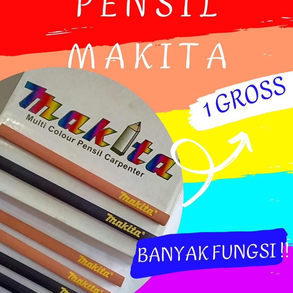 

PENSIL TUKANG KAYU ORIGINAL MAKITA 1 BOX PAX isi 144pcs GROSS Besar Jual Pencil Bangunan Gesek Kertas Stiker Nomor Tebal Potlot DiM