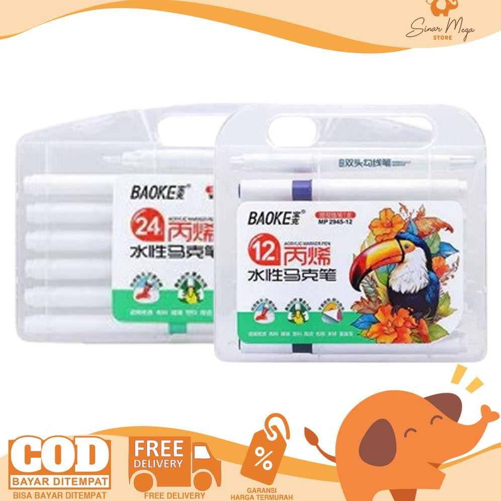 

BaoKe Acrylic Marker MP2945 Set 12 / 24 Warna - Pena Spidol Trigonal Akrilik Murah Berkualitas DiM