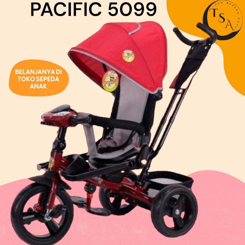 Sepeda roda tiga anak PACIFIC 5099 Tricycle Balita PACIFIC 5099 Stroller bayi Dorong Bisa Rebahan