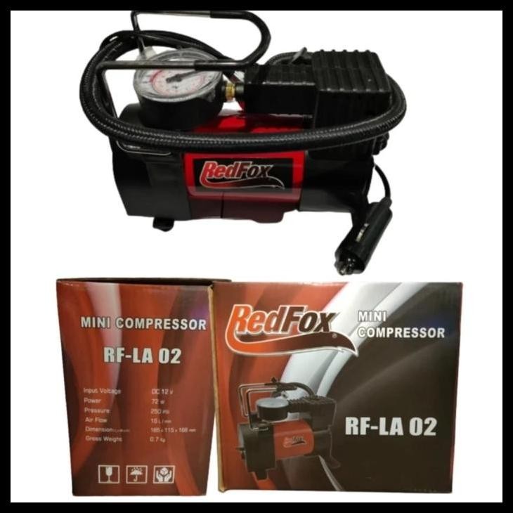 DISKON KOMPRESOR POMPA ANGIN BAN MOBIL DC POMPA OTOMATIS MINI 250 PSI REDFOX 