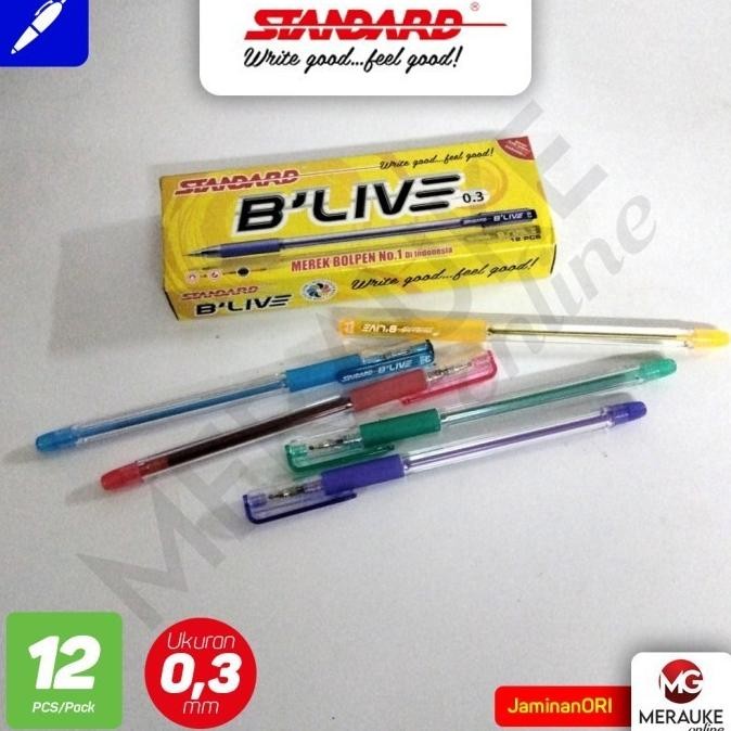 

Ballpoint STANDARD B'LIVE 0.3 - Hitam 12 Pcs DiM