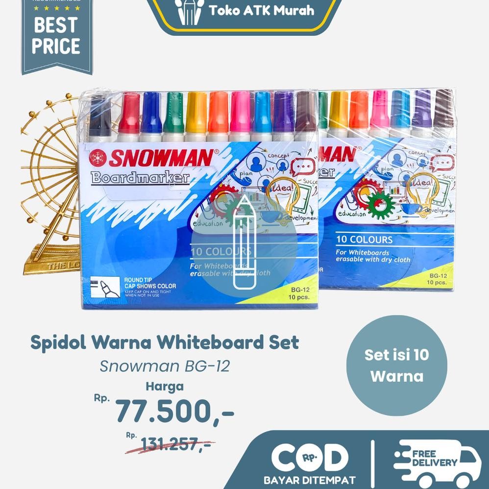 

Spidol Snowman Whiteboard BG-12 / 1 Set isi 10 Warna DiM